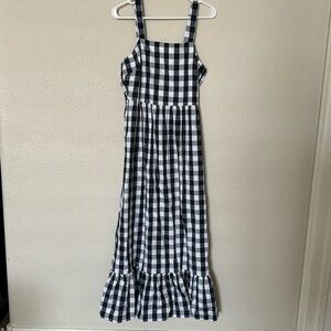 J. Crew Factory Black and White Gingham Maxi Dress